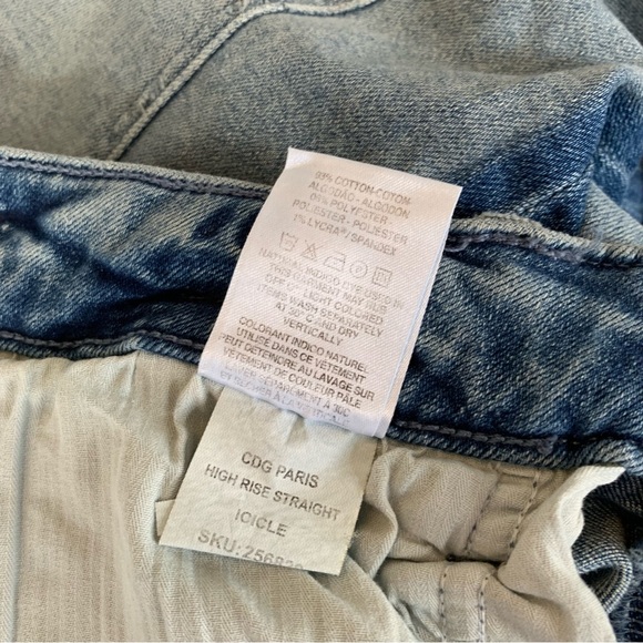 SZ14W WARP + WEFT ICICLE CDG PARIS STRETCH HIGH-RISE STRAIGHT JEAN TUXEDO STRIPE - Picture 14 of 14